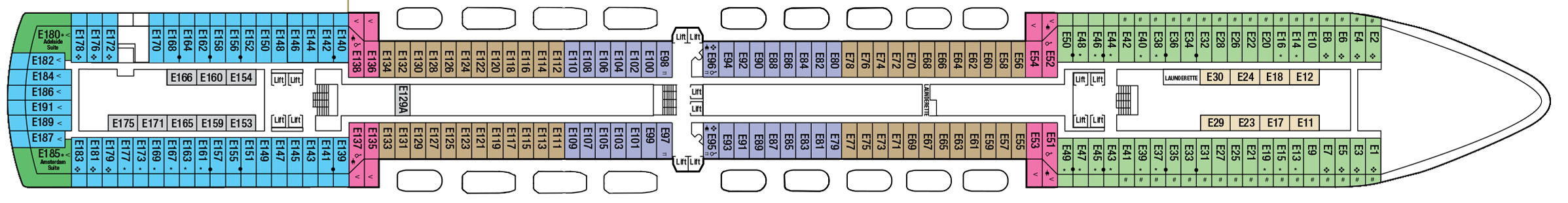 P&O Crusies, Arcadia, Deck 4 - E Deck.png